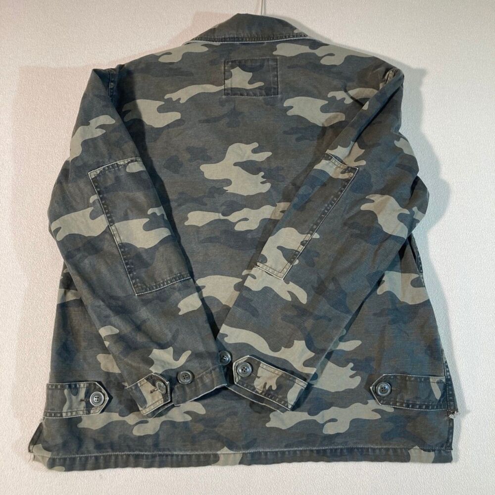 Levis Jacket Med Camo Military Style Y2K Vintage 90's Cotton Raw Front Hem Denim - Picture 9 of 13